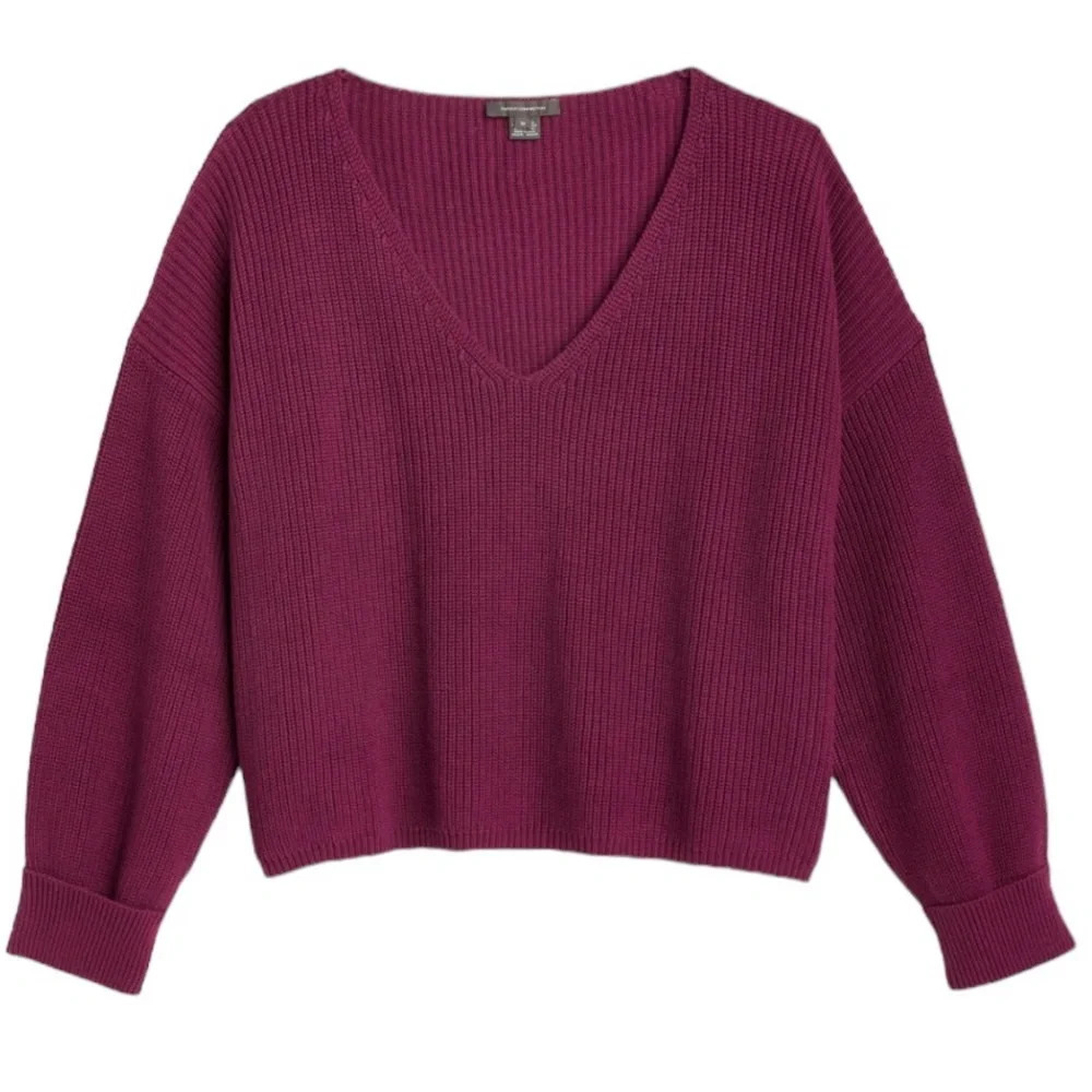 French Connection-Mozart Boxy V-Neck Crop Sweater Plus Size 1X NWT